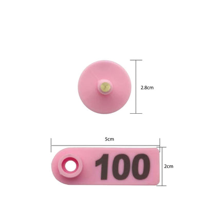 1-100 Cattle Number Ear Tag 5x2cm Set - Mini Pink Cow Sheep Pig Livestock Label