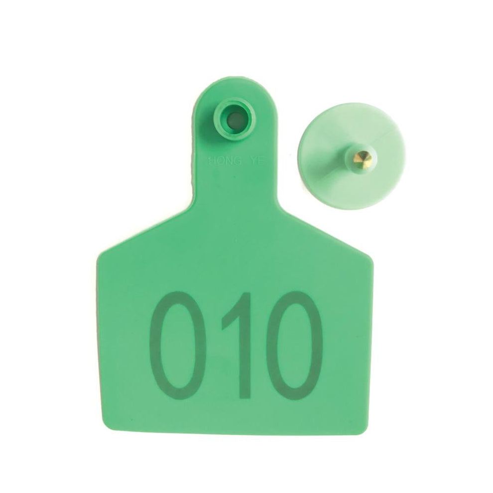 1-100 Cattle Number Ear Tags 7.5x10cm Set - XL Green Cow Sheep Livesto ...