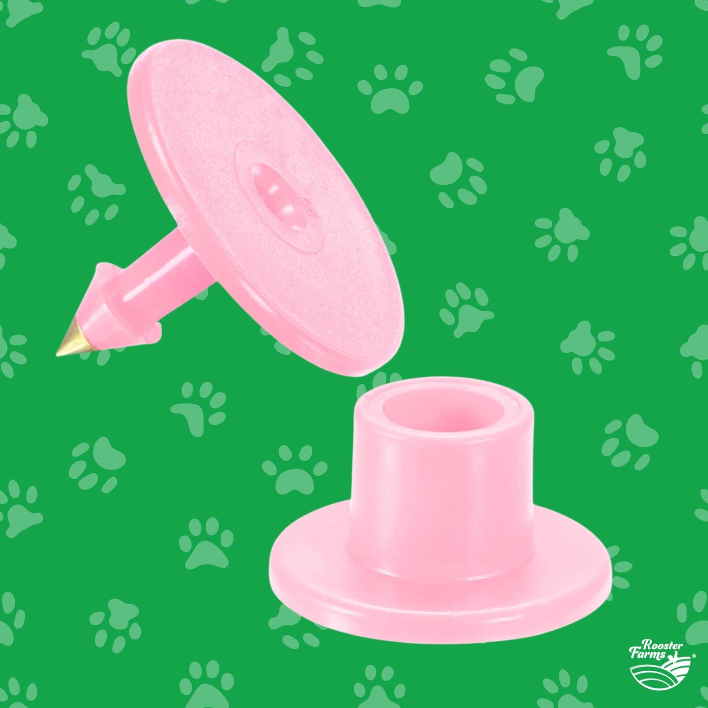 100x Cattle Ear Tags Set - Round Pink Blank Pig Sheep Goat Cow Livestock Label