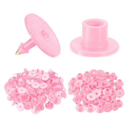 100x Cattle Ear Tags Set - Round Pink Blank Pig Sheep Goat Cow Livestock Label