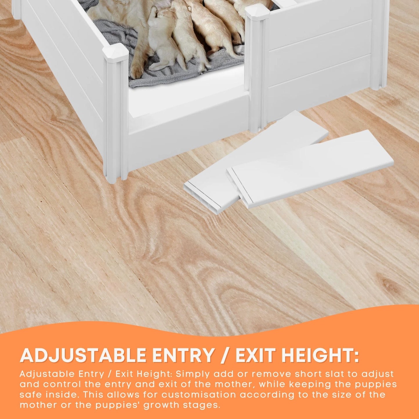 Rooster Farms PVC Dog Whelping Box + Play Pen 2.30m x 1.15m x 0.48m - Birthing Kit
