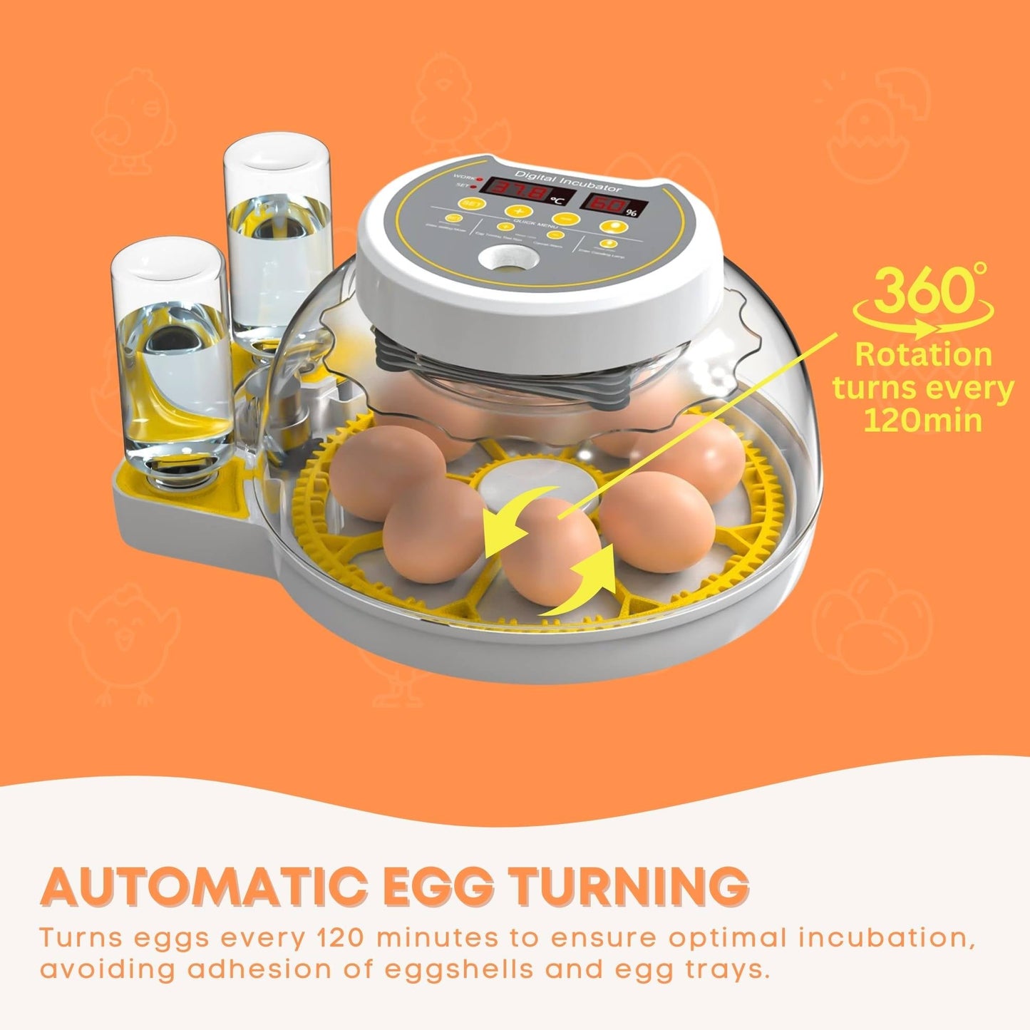 Electric 8 Egg Incubator - Automatic Turning for Chicken Quail Duck Hatching