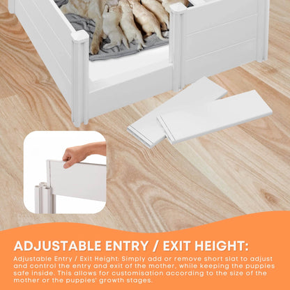Rooster Farms 0.95m PVC Dog Whelping Box Puppy Birthing Pen - Anti-Crush Rail