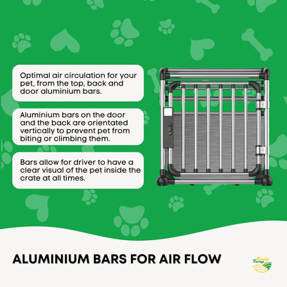 Aluminium Dog Travel Crate 63x68x88cm - Large Pet Car Transport Cage Kennel Box