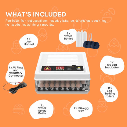 Automatic 130 Egg Incubator - Electric Digital Turning Chicken Quail Duck Hatching