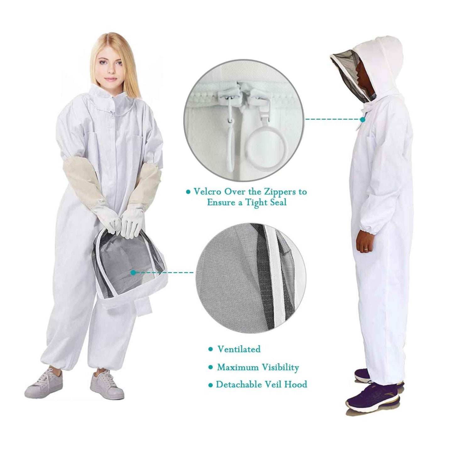 Beekeeping Suit Outfit Bee Hooded Cotton Ventilated Bee Keeping Protective Overalls