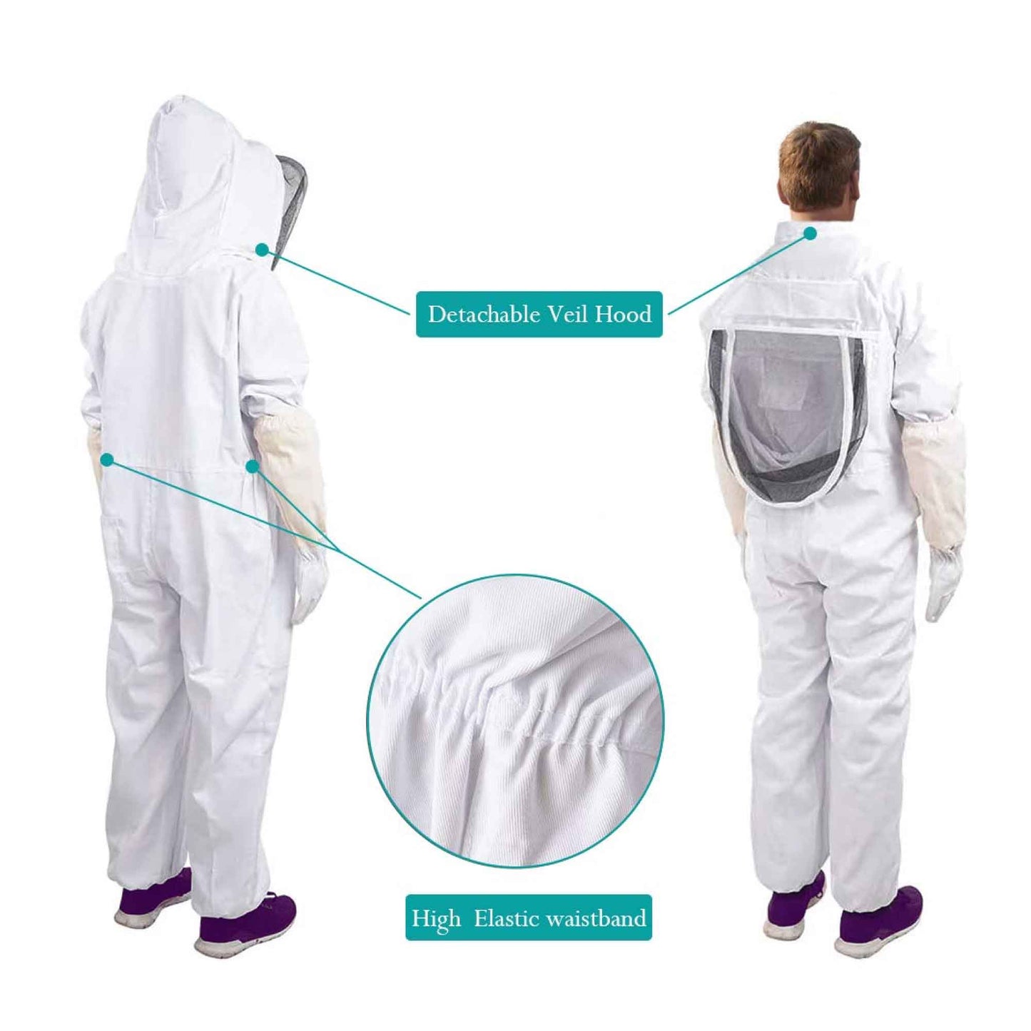 Beekeeping Suit Outfit Bee Hooded Cotton Ventilated Bee Keeping Protective Overalls