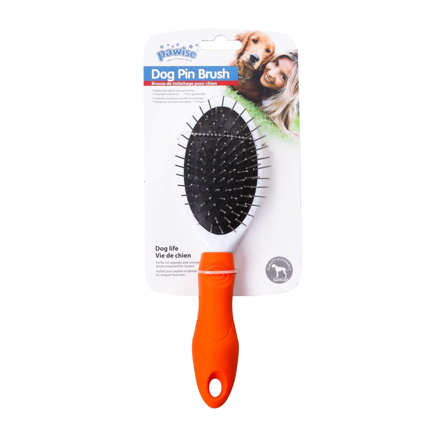 Dog Pin Brush Soft Ball Oval Untangling Anti Slip Handle Pet Cat Grooming Pawise