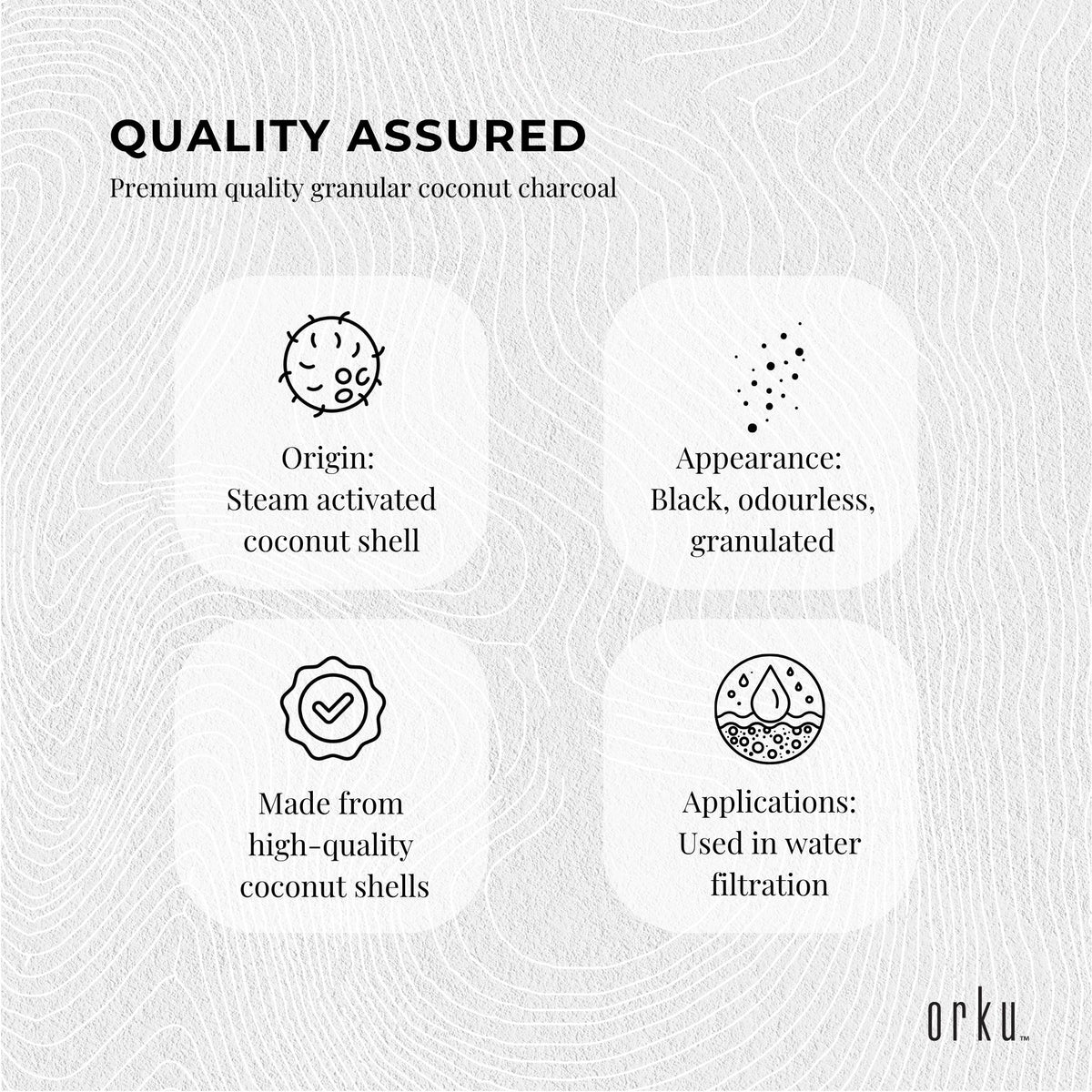 Orku Granular Activated Carbon GAC Coconut Shell Charcoal Filtration Media Bulk