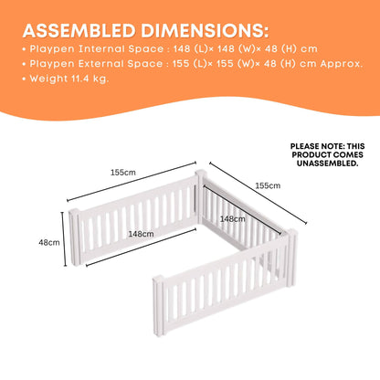 Rooster Farms 1.48m PVC Dog Play Pen Extension for Whelping Box 3 Side Enclosure