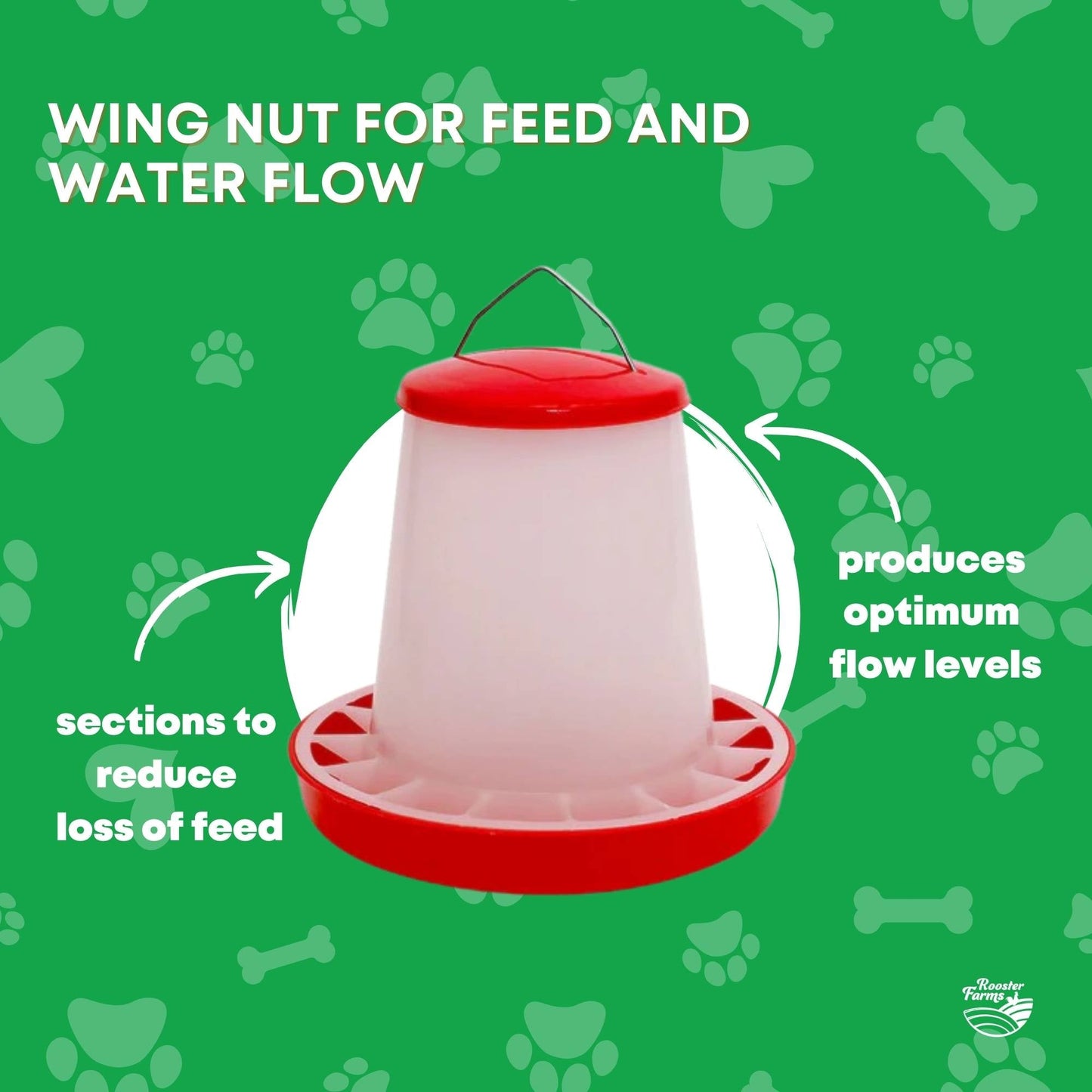 Rooster Farms 1.5Kg Automatic Chicken Feeder - Poultry Hen Feeding Seed Bucket