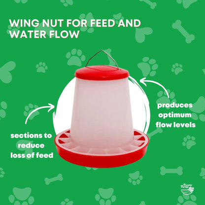 Rooster Farms 1.5Kg Automatic Chicken Feeder - Poultry Hen Feeding Seed Bucket