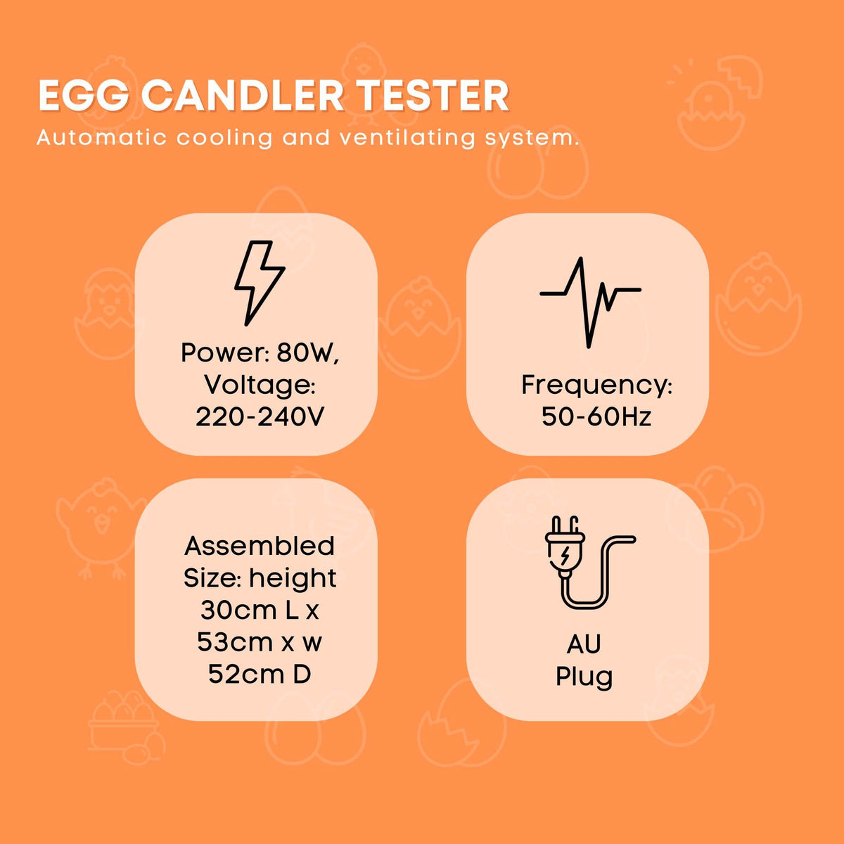 Rooster Farms Electric 48 Egg Incubator + Accessories for Chicken Quail Duck