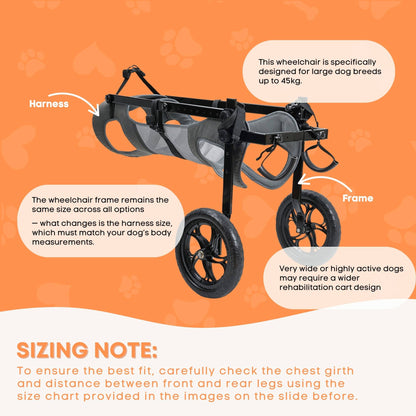 Rooster Farms Large Breed Dog Wheelchair - Adjustable Back Hind Leg Mobility Aid