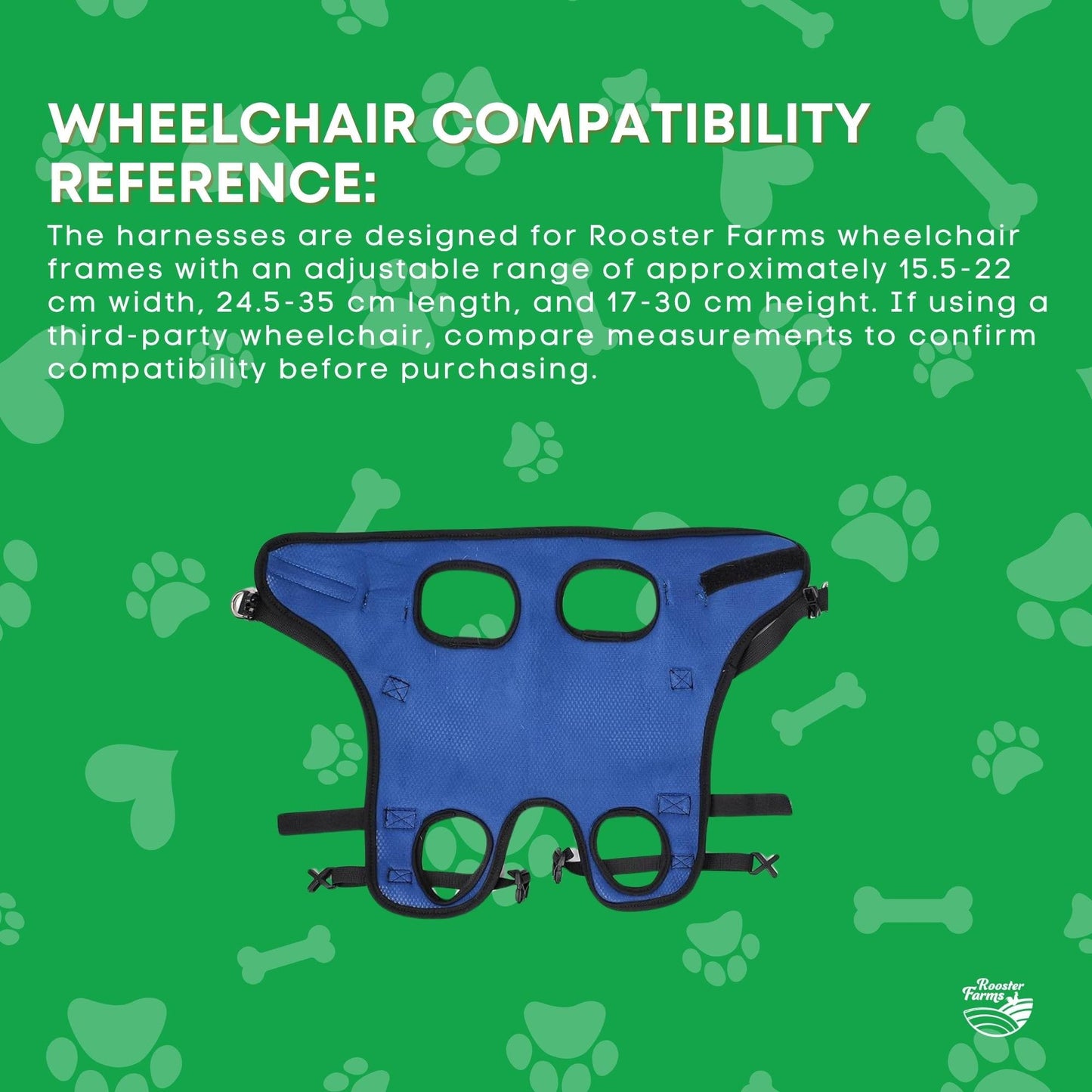 Rooster Farms Replacement Harness for Dog Wheelchair - Little Dogs Up to 10Kg