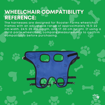 Rooster Farms Replacement Harness for Dog Wheelchair - Little Dogs Up to 10Kg