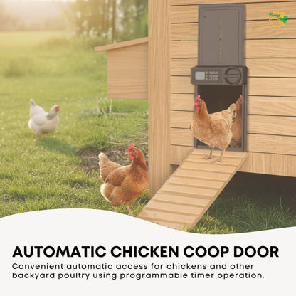 Rooster Farms Automatic Chicken Coop Door - Battery Timer Anti Pinch Safety