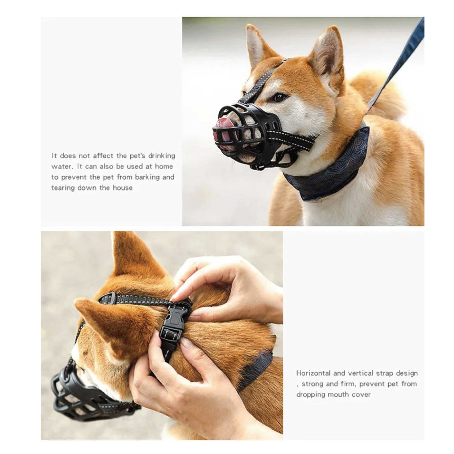 Rubber Dog Muzzle - Basket Mouth Guard For Puppy Barking Biting XS S M L XL XXL